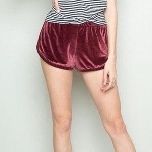 John Galt Short Burgundy Velour Velvet Lisette Track Shorts One size